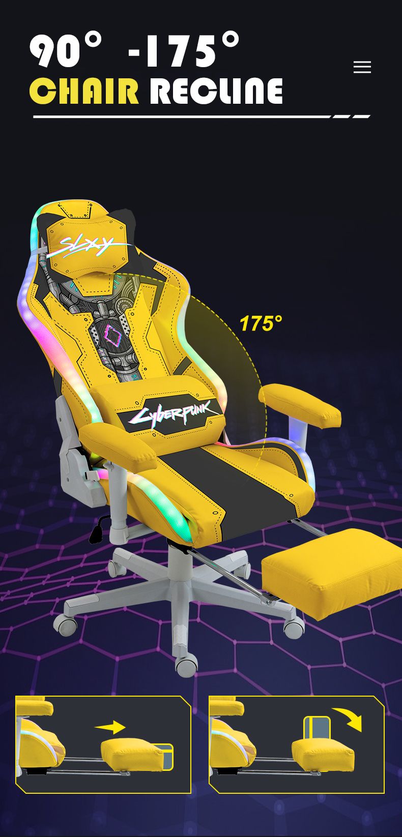 Cyberpunk Yellow Gaming Chair Computer Chair 10