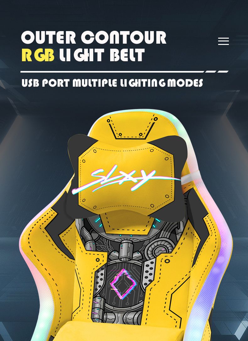 Cyberpunk Yellow Gaming Chair Computer Chair 7